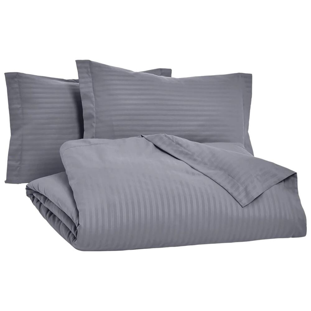 Amazon Basics 3-Piece Striped Microfiber Duvet Cover Set
